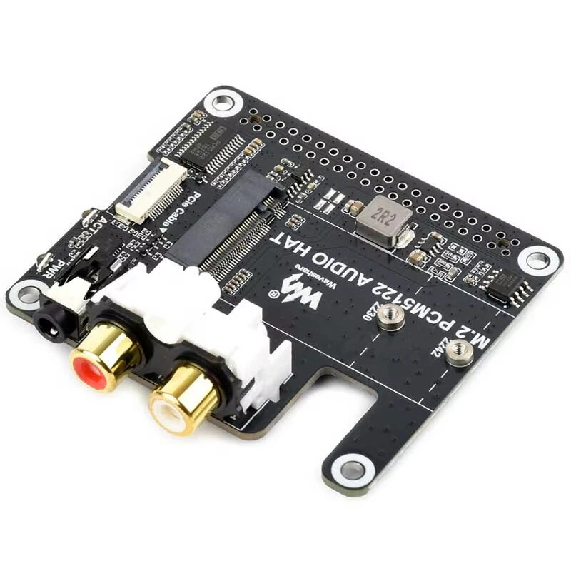PCIe To M.2 HAT With I2S Audio Extension For Raspberry Pi Supports NVMe Protocol Solid State Drive PCM5122 DAC Onboard RCA Connector Headphone Jack — view 3