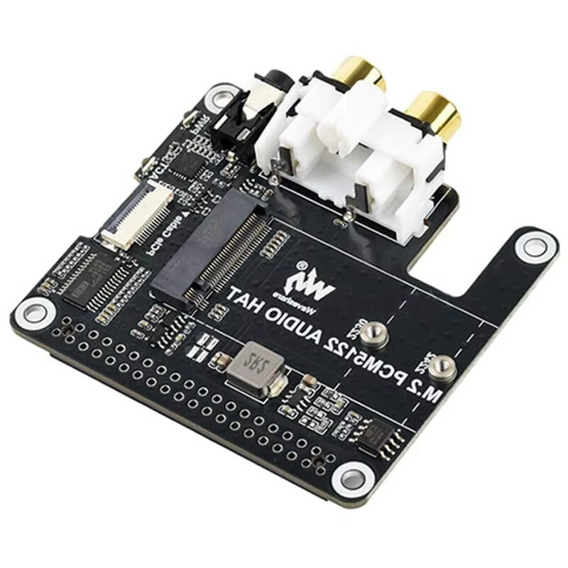 PCIe To M.2 HAT With I2S Audio Extension For Raspberry Pi Supports NVMe Protocol Solid State Drive PCM5122 DAC Onboard RCA Connector Headphone Jack — view 4