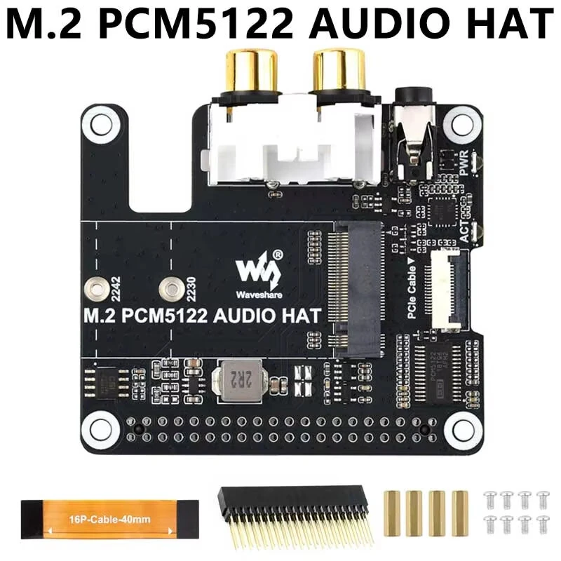 PCIe To M.2 HAT With I2S Audio Extension For Raspberry Pi Supports NVMe Protocol Solid State Drive PCM5122 DAC Onboard RCA Connector Headphone Jack — view 6