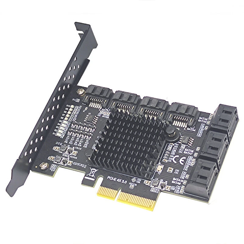 PCIe to SATA3.0 Expansion Card 10 Port 6Gbps PCI-E3.0 4X Interface ASM1166 Hot Swap for PC Storage Upgrade Win10 Linux Compatible — PCIe