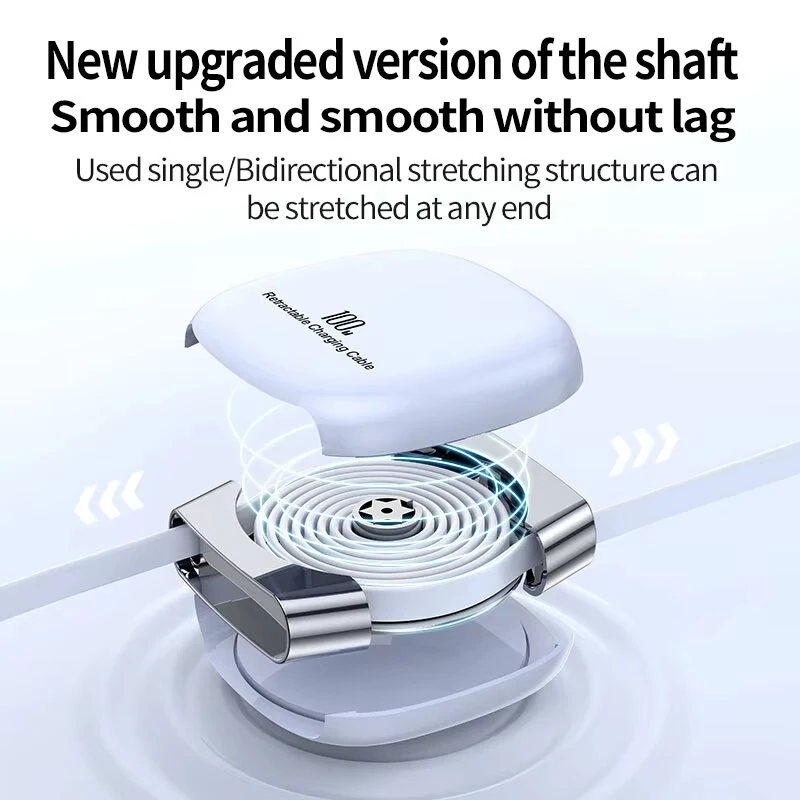 PD100W Type-C to Type-C Stretchable Cable PD Fast Charging Data Transmission Copper Core Line 35cm-100cm Telescopic Length for iPhone 17 17Pro 16 Pro Max for Huawei Mate XTs for Xiaomi 17pro for OPPO — view 7