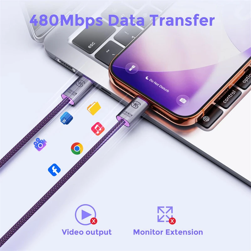PD240W Type-C to Type-C Cable PD Fast Charging Data Transmission Copper Core Line 1.2M/1.8M Long for iPhone 17 17Pro 16 Pro Max 15 14 13 for Huawei Mate XTs for OPPO for VIVO — view 5