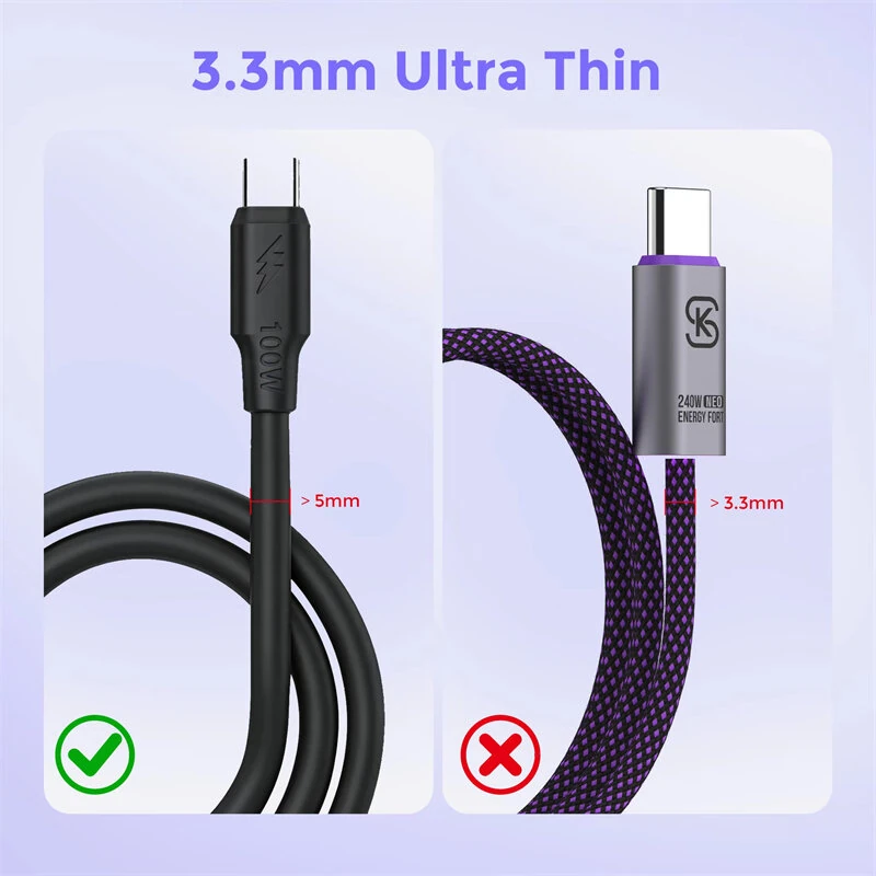 PD240W Type-C to Type-C Cable PD Fast Charging Data Transmission Copper Core Line 1.2M/1.8M Long for iPhone 17 17Pro 16 Pro Max 15 14 13 for Huawei Mate XTs for OPPO for VIVO — view 7