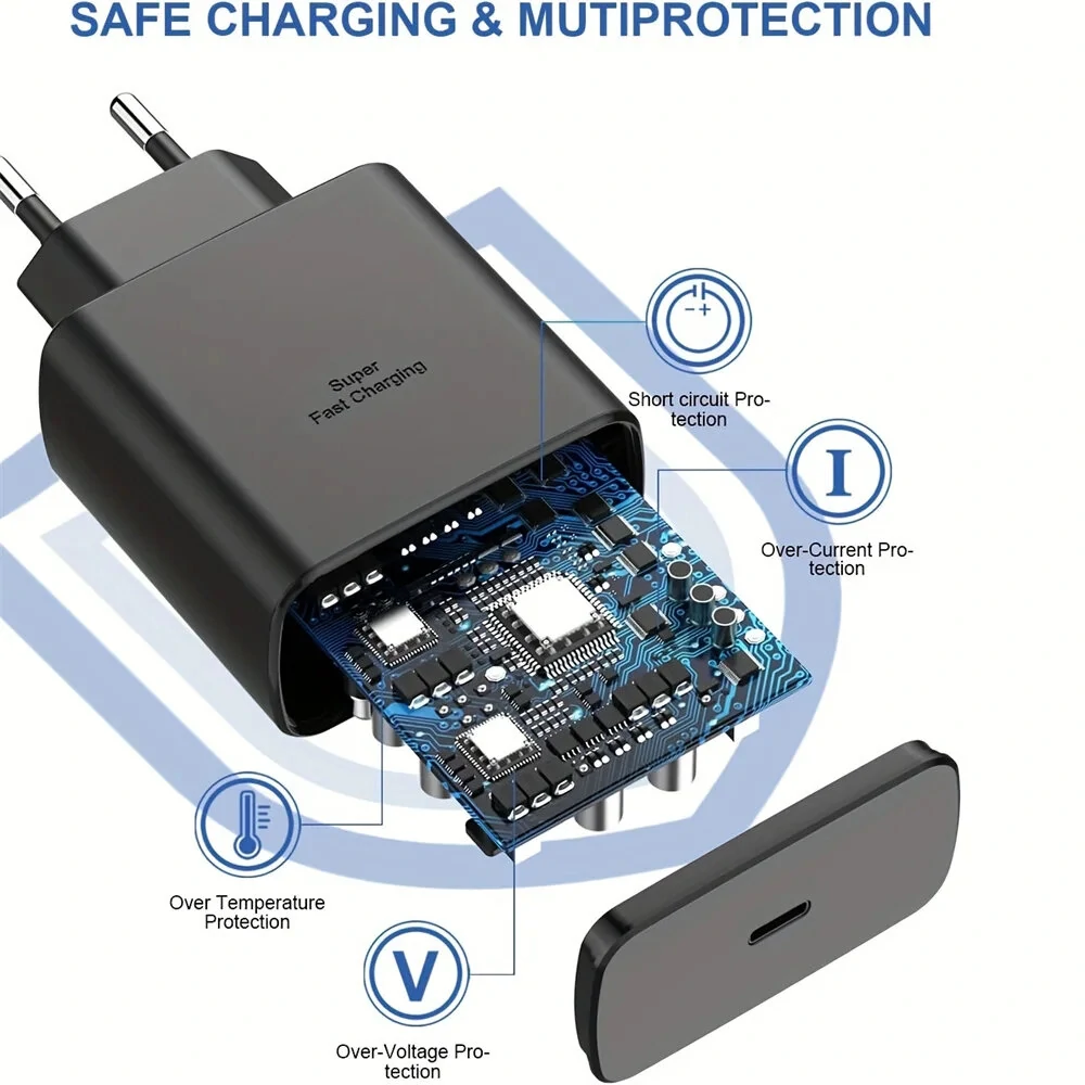 PD45W 1-Port USB PD Charger USB-C Fast Charging Wall Charger Adapter EU Plug US Plug with 1M Type-C to Type-C Cable — view 5