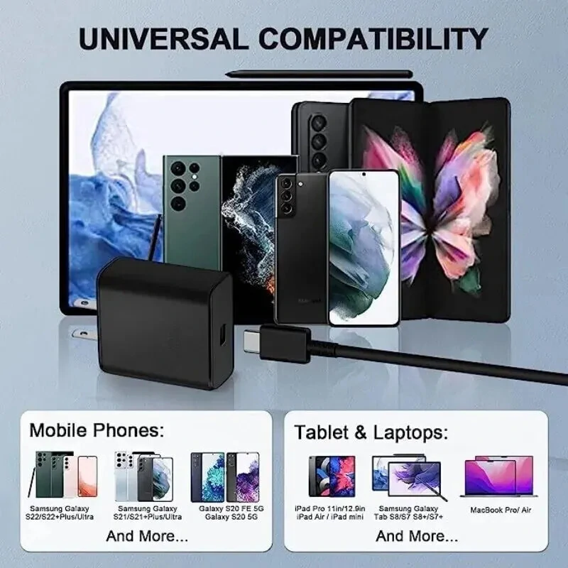 PD45W 1-Port USB PD Charger USB-C Fast Charging Wall Charger Adapter EU Plug US Plug with 1M Type-C to Type-C Cable — view 6