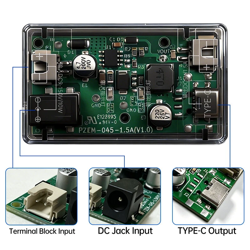 Peacefair DC-DC Step-Down Buck Converter Wide Voltage Input to 5V 1.5A/3.5A Power Supply Module with USB/Type-C for Automotive Industrial Communication — view 4