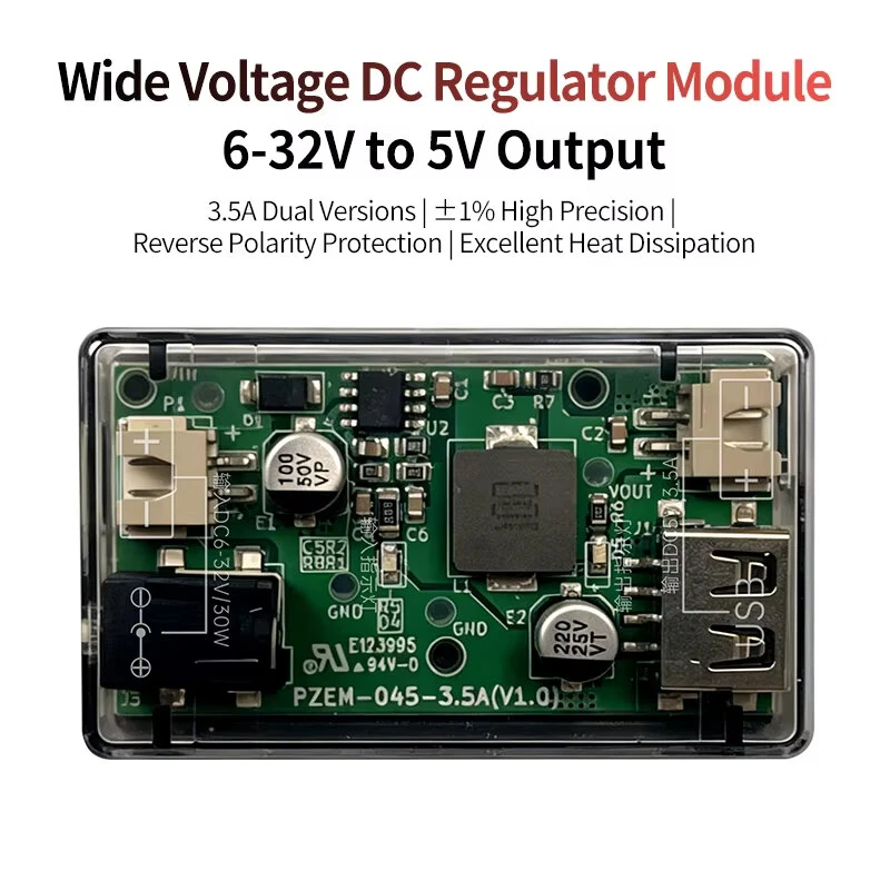 Peacefair DC-DC Step-Down Buck Converter Wide Voltage Input to 5V 1.5A/3.5A Power Supply Module with USB/Type-C for Automotive Industrial Communication — view 5