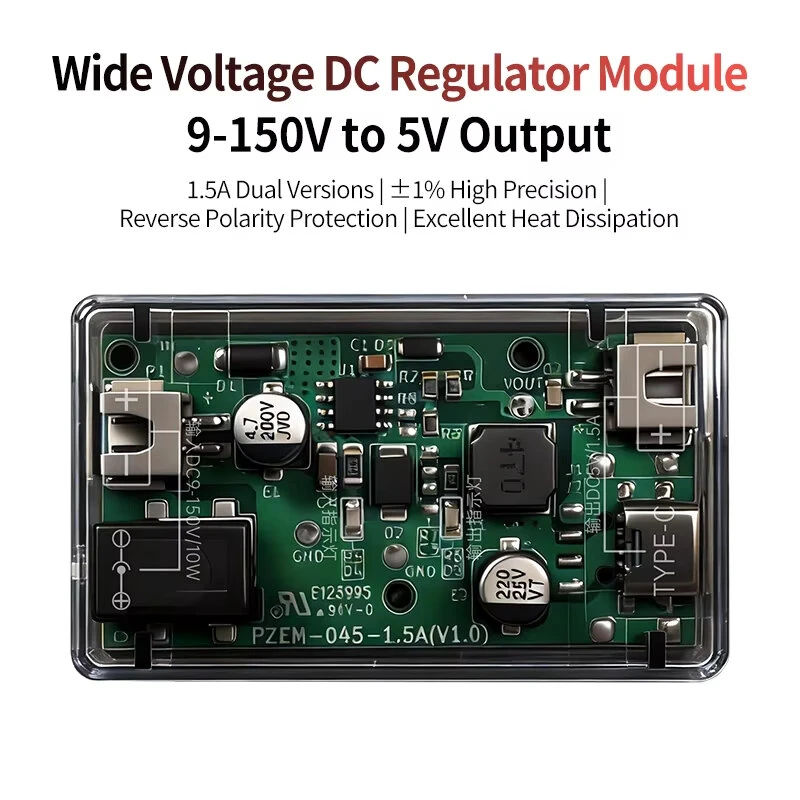 Peacefair DC-DC Step-Down Buck Converter Wide Voltage Input to 5V 1.5A/3.5A Power Supply Module with USB/Type-C for Automotive Industrial Communication — view 6