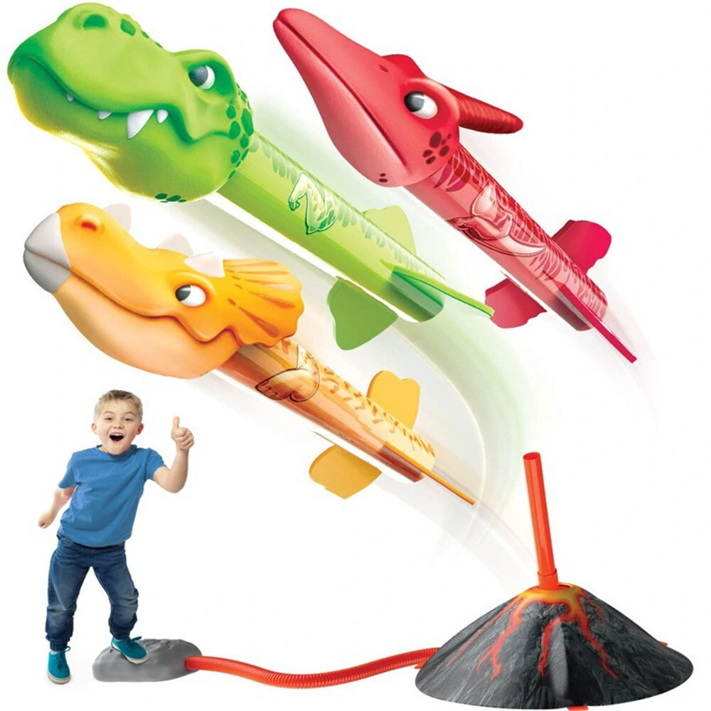 Pedal Flying Dinosaur Rocket Launcher for Kids Launch up to 100 ft Outdoor Toys Family Funny Toy — image 1