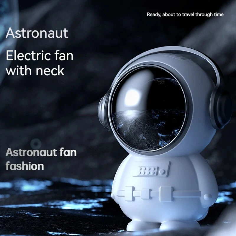 Personal Mini Fan Astronaut Leafless Fan Cute Spaceman Ornament USB Rechargeable Quiet Handheld Fan Portable Cordless Fan for Travel Outdoor — view 2