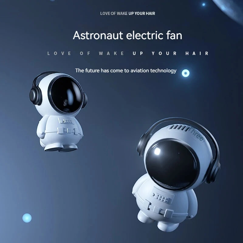 Personal Mini Fan Astronaut Leafless Fan Cute Spaceman Ornament USB Rechargeable Quiet Handheld Fan Portable Cordless Fan for Travel Outdoor — view 3