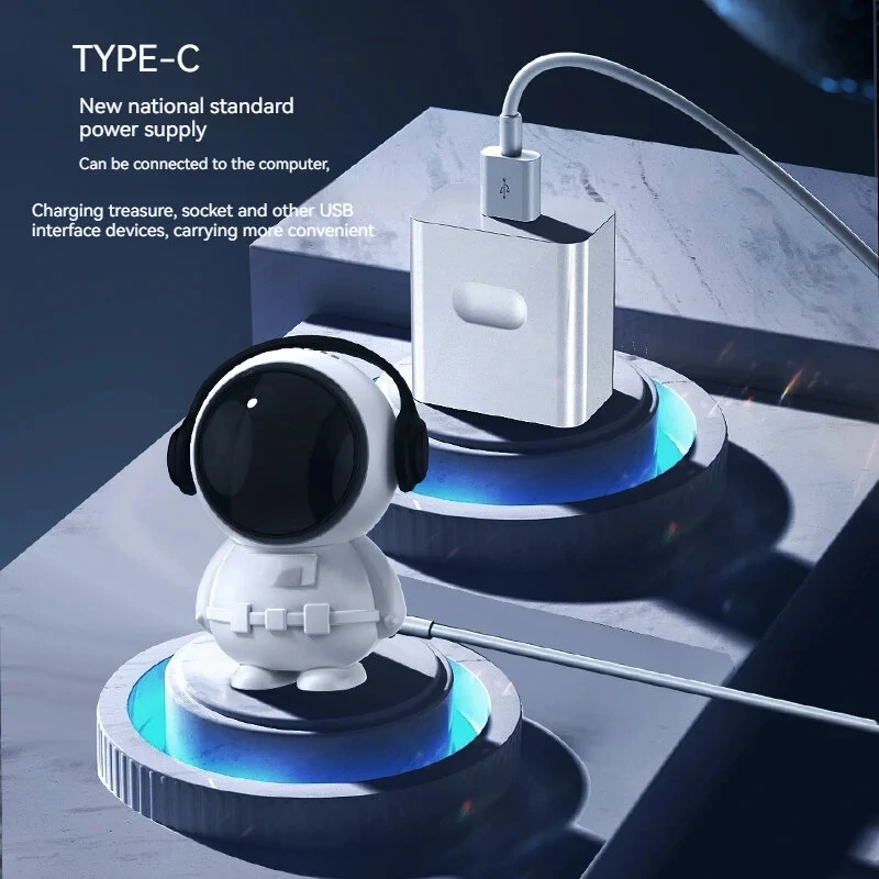 Personal Mini Fan Astronaut Leafless Fan Cute Spaceman Ornament USB Rechargeable Quiet Handheld Fan Portable Cordless Fan for Travel Outdoor — view 5