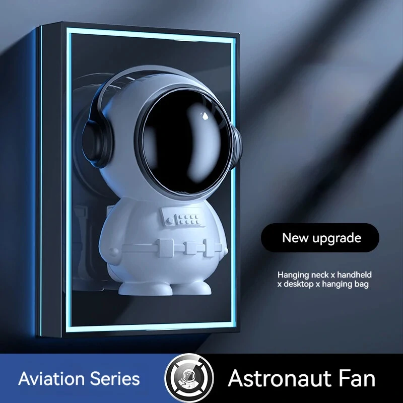 Personal Mini Fan Astronaut Leafless Fan Cute Spaceman Ornament USB Rechargeable Quiet Handheld Fan Portable Cordless Fan for Travel Outdoor — view 6