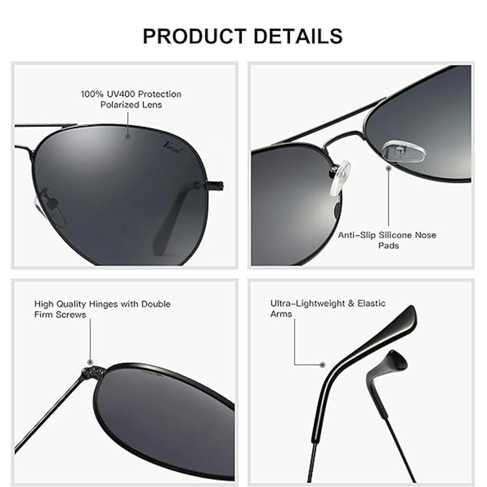 Photochromic Polarized Sunglasses UV400 Protection Anti-Glare Sun Glasses for Outdoor Driving Fishing with Case — view 4