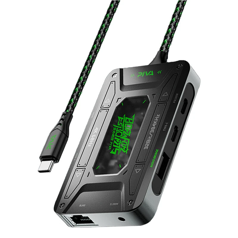 Piva DS7 Pro 7-in-1 Docking Station USB Hub 4K60Hz HD PD100W Fast Charge Audio Bridge RJ45 1000Mbps USB3.1 for iPhone for iPad Pro Custom — view 8