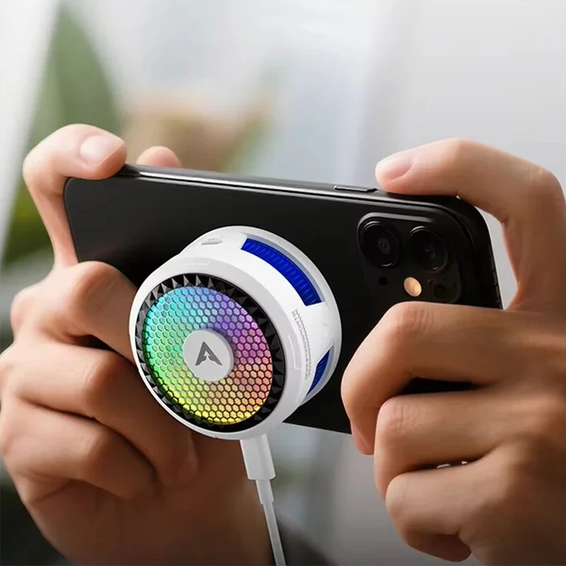 PIVA X30 Magnetic Phone Cooler 27W Semiconductor Suction Cooling 5500RPM Low Noise RGB Light for PUBG Gaming Phone Radiator — view 5