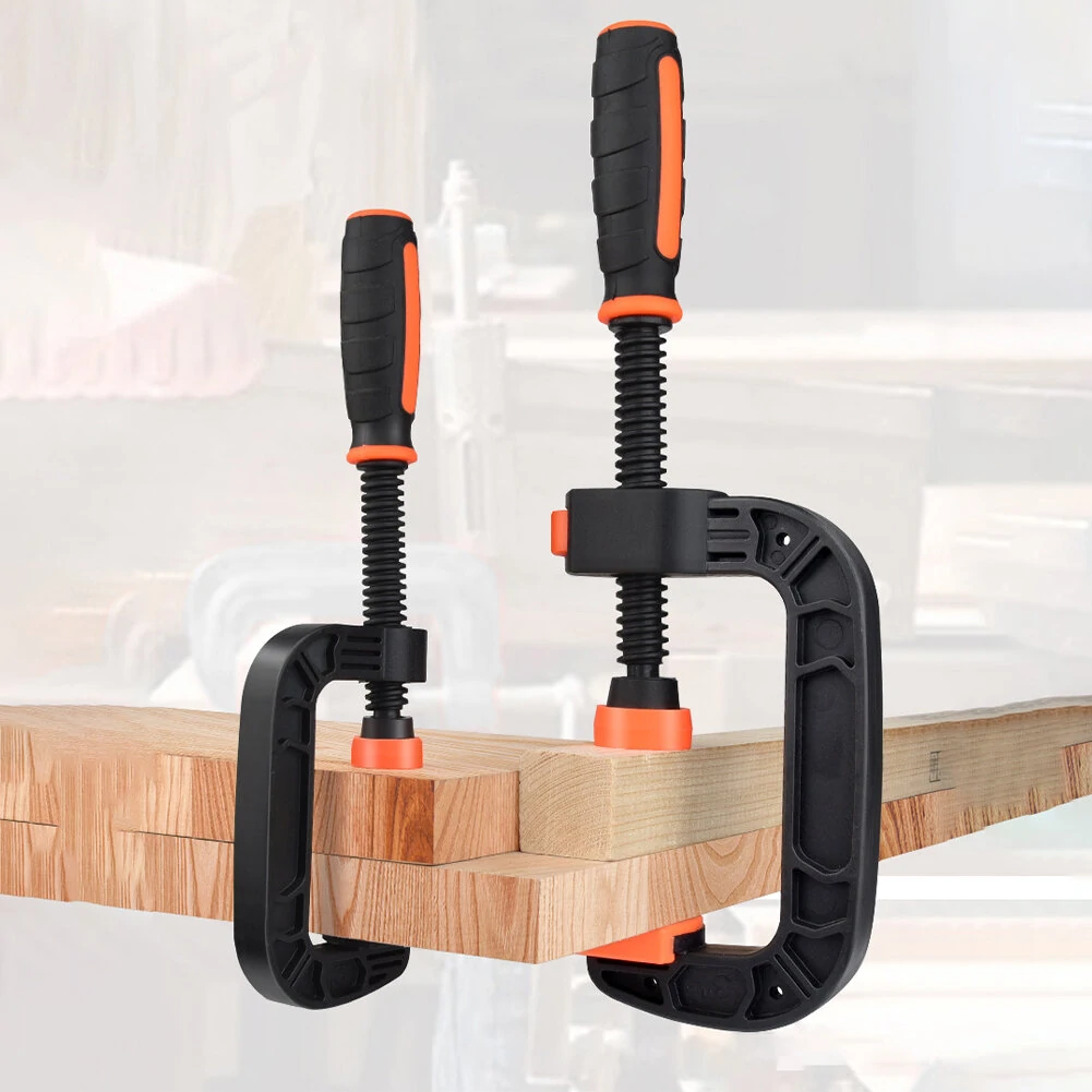 Platic Heavy Duty C-shaped Clip G-shaped Clamp with Quick Button Movable Chuck for Woodworking Nylon Fixing Clamp High Strength Carpentry Clamps Hand Tools — Platic
