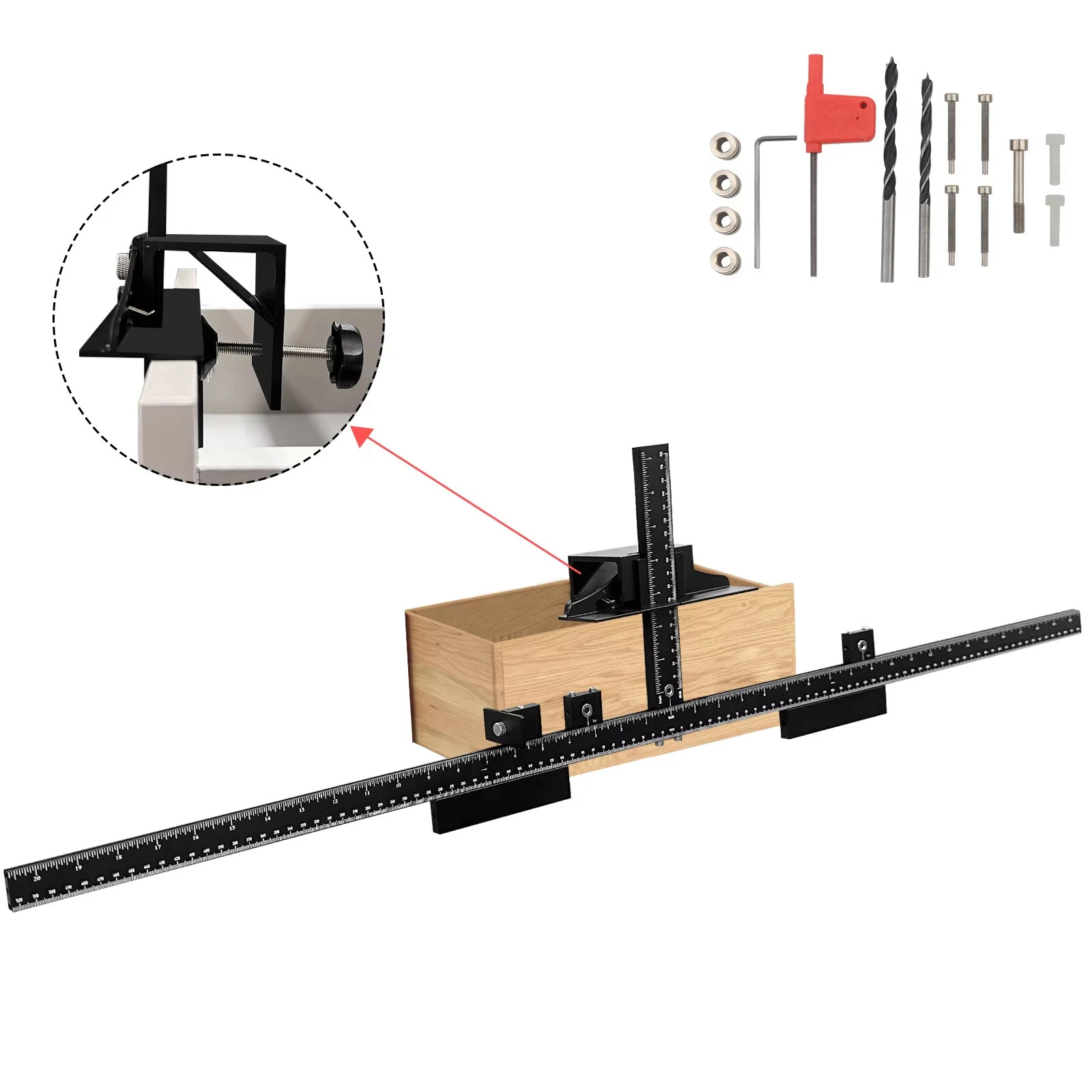 Plus 105cm Cabinet Hardware Jig Install Hardware with Accuracy Precise Knob & Pull Installation Adjustable Drill Guides & Reversible — image 1