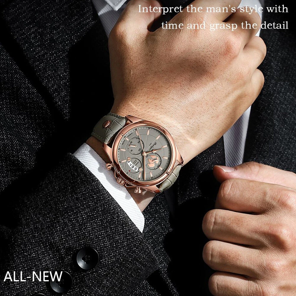 POEDAGAR Men's Waterproof Luminous Quartz Watches Fashion Multi-function Business Casual Wristwatch — view 7
