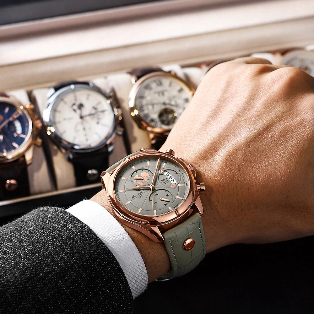 POEDAGAR Men's Waterproof Luminous Quartz Watches Fashion Multi-function Business Casual Wristwatch — view 8