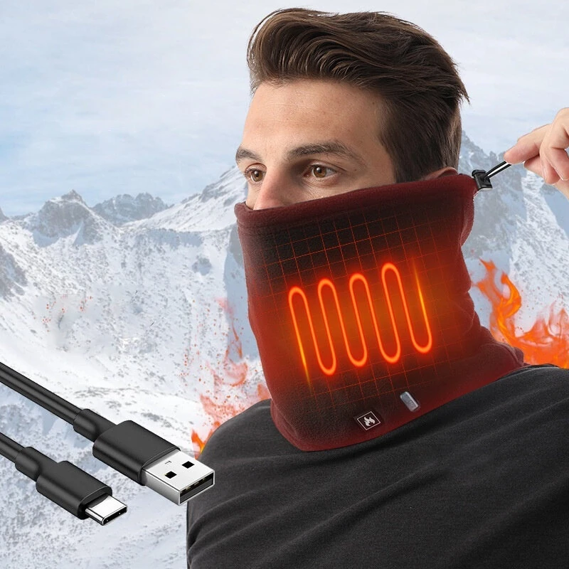 Polar Fleece Heated Neck Scarf with 3 Temperature Settings Type-C Charging Electric Neck Warmer Thermal Neck Gaiter for Outdoor Winter Sports Cold Weather Gear — image 1