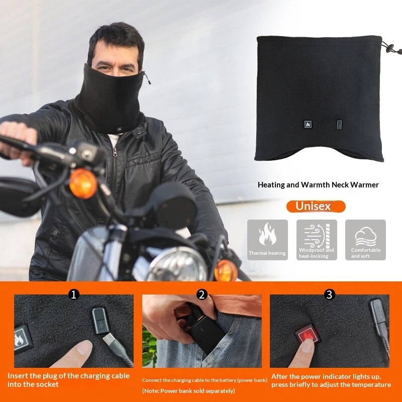 Polar Fleece Heated Neck Scarf with 3 Temperature Settings Type-C Charging Electric Neck Warmer Thermal Neck Gaiter for Outdoor Winter Sports Cold Weather Gear — view 6