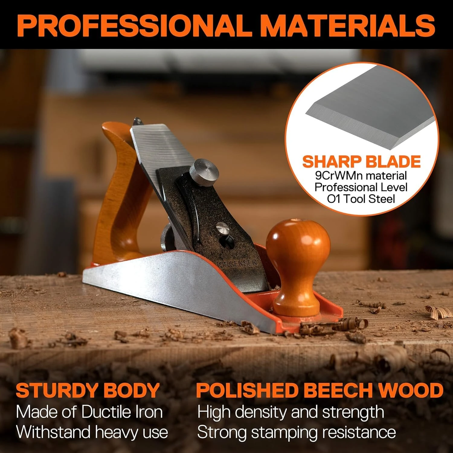 Pony Jorgensen No.4 Smooth Plane 10" Wood Planer Hand Planer for Woodworking Hand Plane Wood Plane Jack Plane for Trimming Wood Planing Craft Smoothing Plane with Ductile Iron Body Adjustable Cutting Depth — view 4