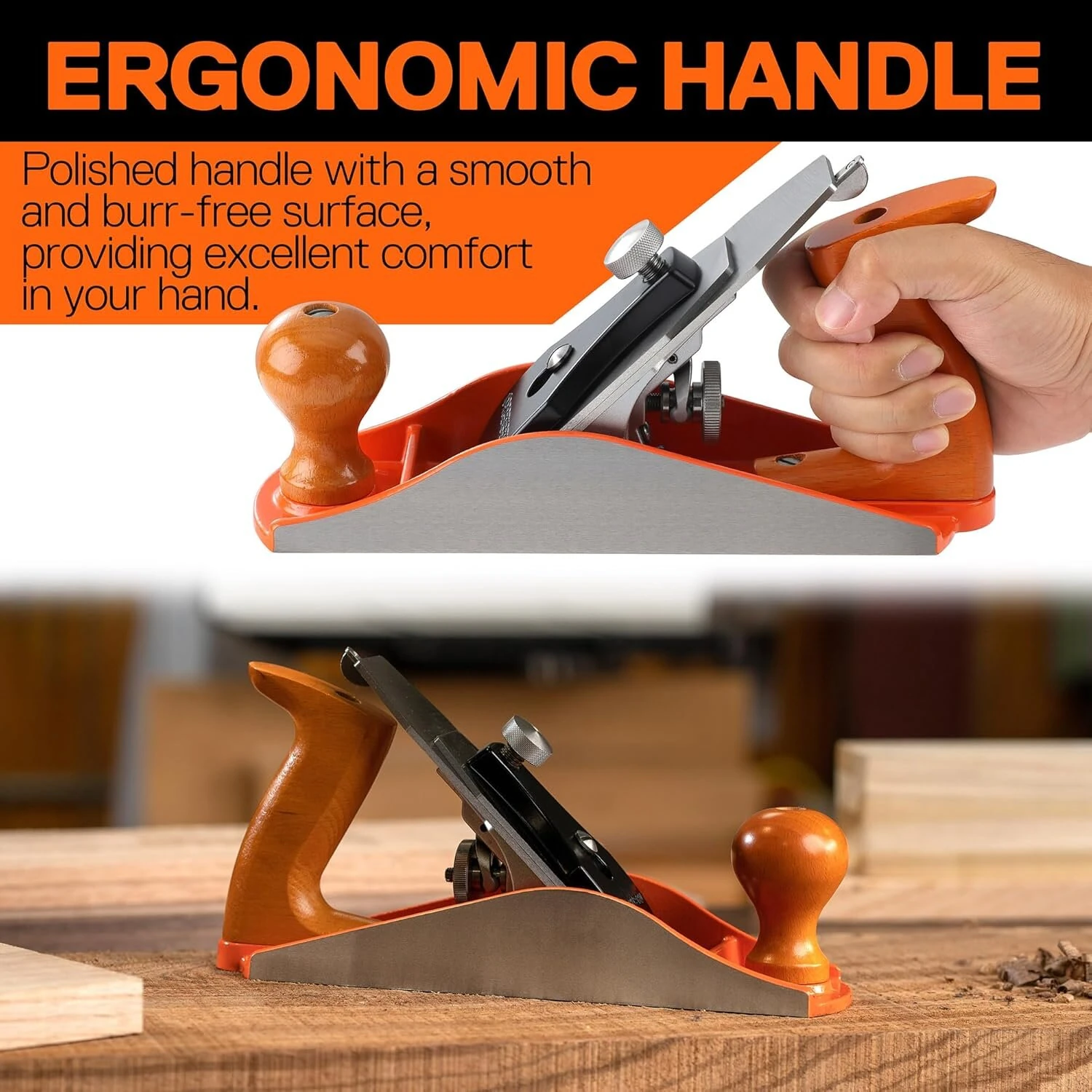 Pony Jorgensen No.4 Smooth Plane 10" Wood Planer Hand Planer for Woodworking Hand Plane Wood Plane Jack Plane for Trimming Wood Planing Craft Smoothing Plane with Ductile Iron Body Adjustable Cutting Depth — view 5