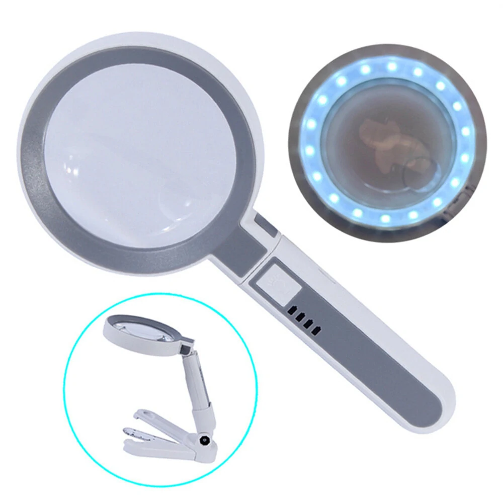 Portable 18LED Touch Switch Folding 5x 11x Magnifying Glass for Precision Measurement and Repair with Detachable Handheld Desktop and Charging — view 3
