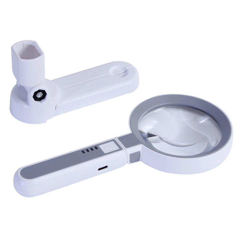 Portable 18LED Touch Switch Folding 5x 11x Magnifying Glass for Precision Measurement and Repair with Detachable Handheld Desktop and Charging — view 5