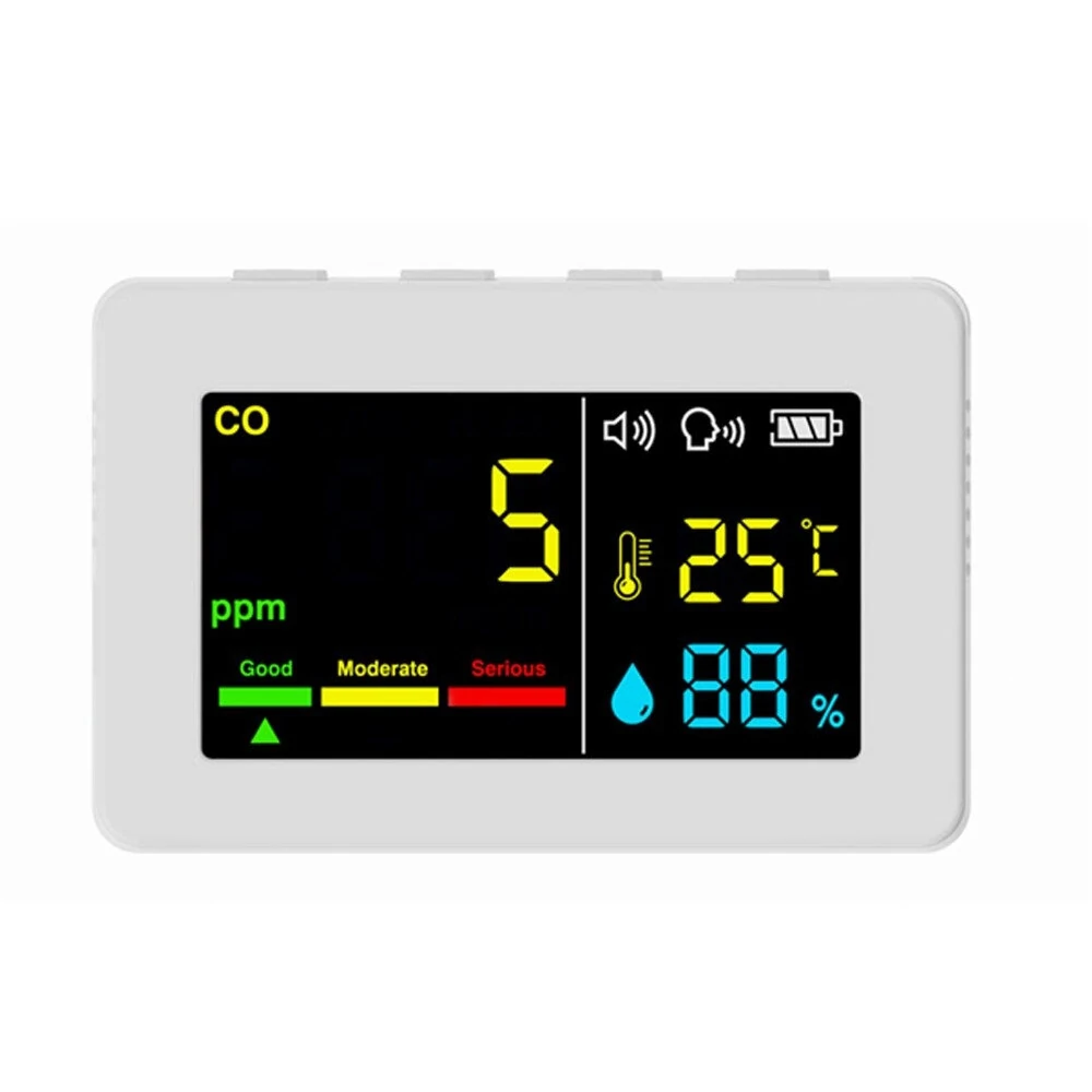 Portable Air Quality Meter 3in1 CO Temperature and Humidity Tester Color Screen Carbon Monoxide Detector with Voice Alarm and Electric Quantity Display Function — view 8