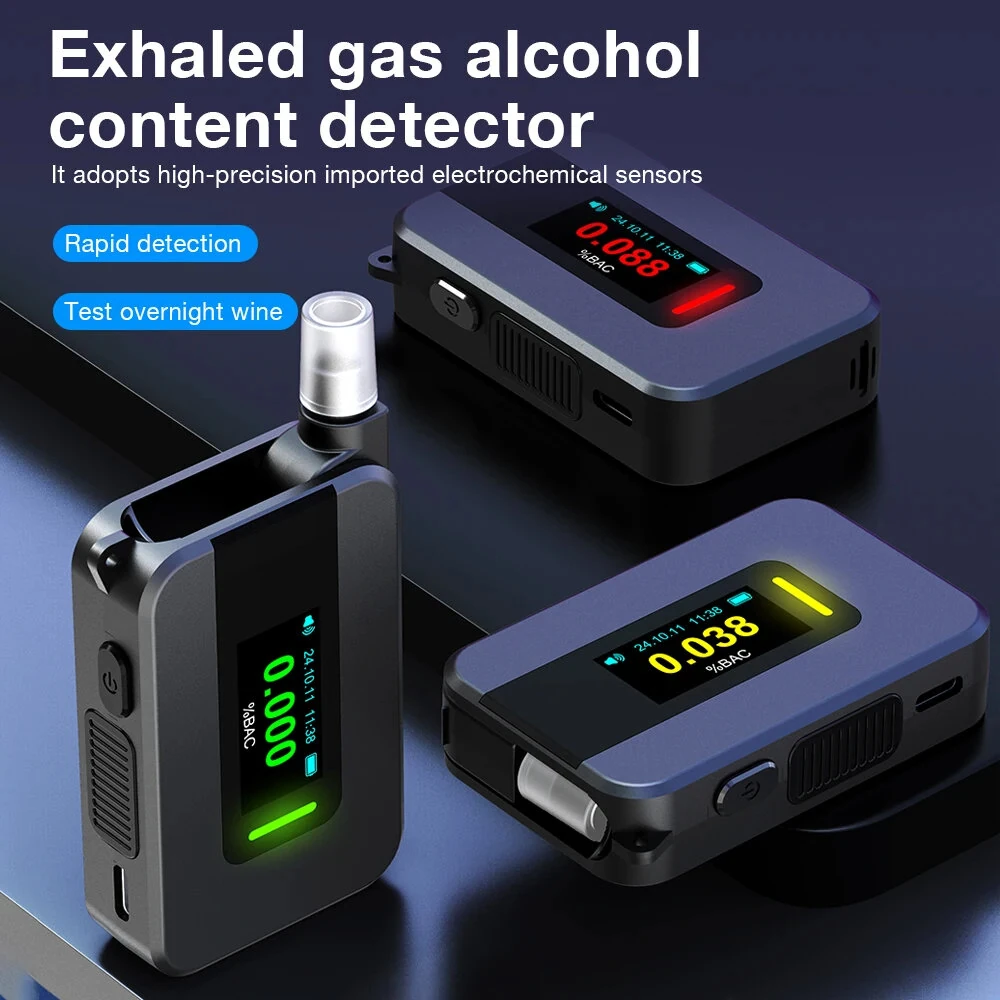 Portable Alcohol Tester Electrochemical Alcohol Detector Professional Breathalyzer IPS Display Drunk Driving Test Alcohol Meter — view 3
