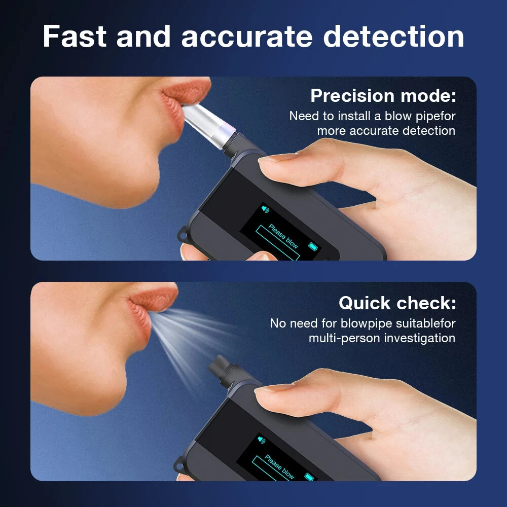 Portable Alcohol Tester Electrochemical Alcohol Detector Professional Breathalyzer IPS Display Drunk Driving Test Alcohol Meter — view 5
