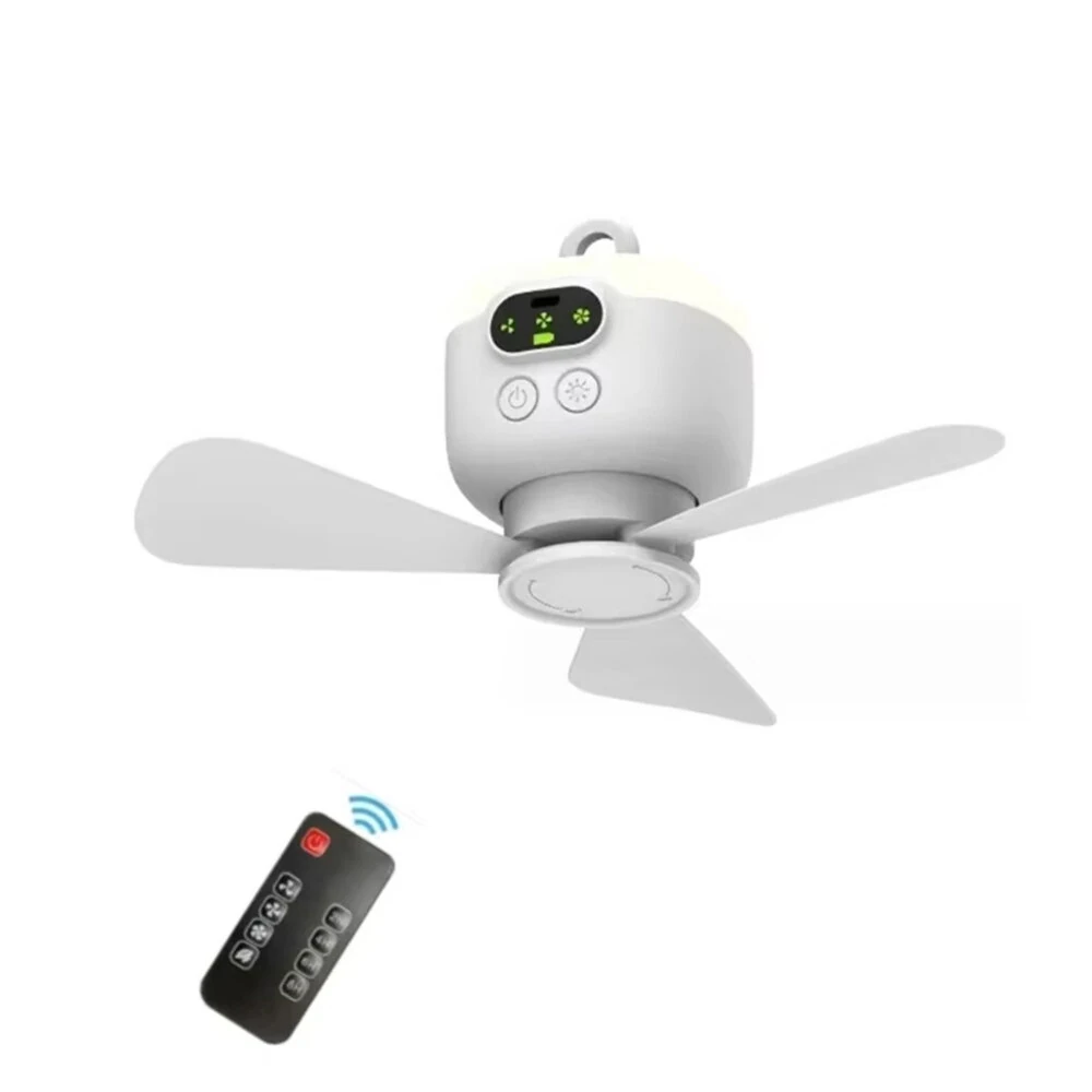 Portable Ceiling Fans 8000mAh Outdoor Camping Fan Tent Ventilator Cooler Rechargeable Electric Fan Remote Control LED Lighting — view 11
