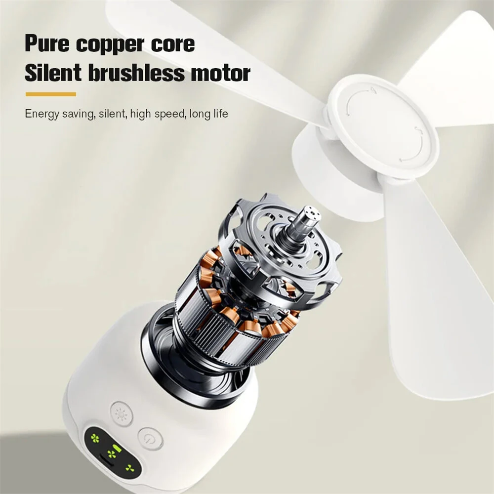 Portable Ceiling Fans 8000mAh Outdoor Camping Fan Tent Ventilator Cooler Rechargeable Electric Fan Remote Control LED Lighting — view 3