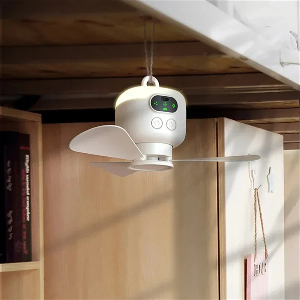 Portable Ceiling Fans 8000mAh Outdoor Camping Fan Tent Ventilator Cooler Rechargeable Electric Fan Remote Control LED Lighting — view 7