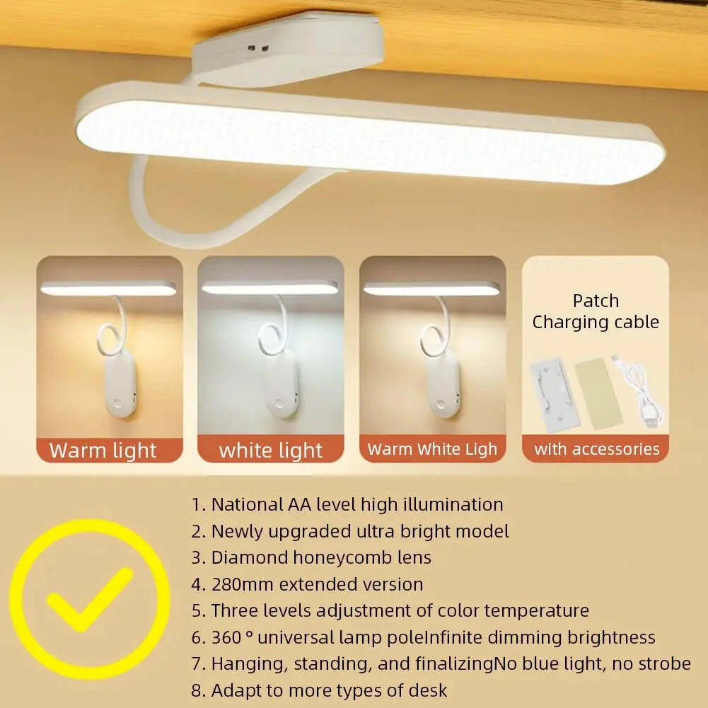 Portable Desk Lamp Reading Light 360 Degree Adjustable Dimming Eye Caring Bedroom Bedside Lamps LED Desk Lamp for Home Office — view 3