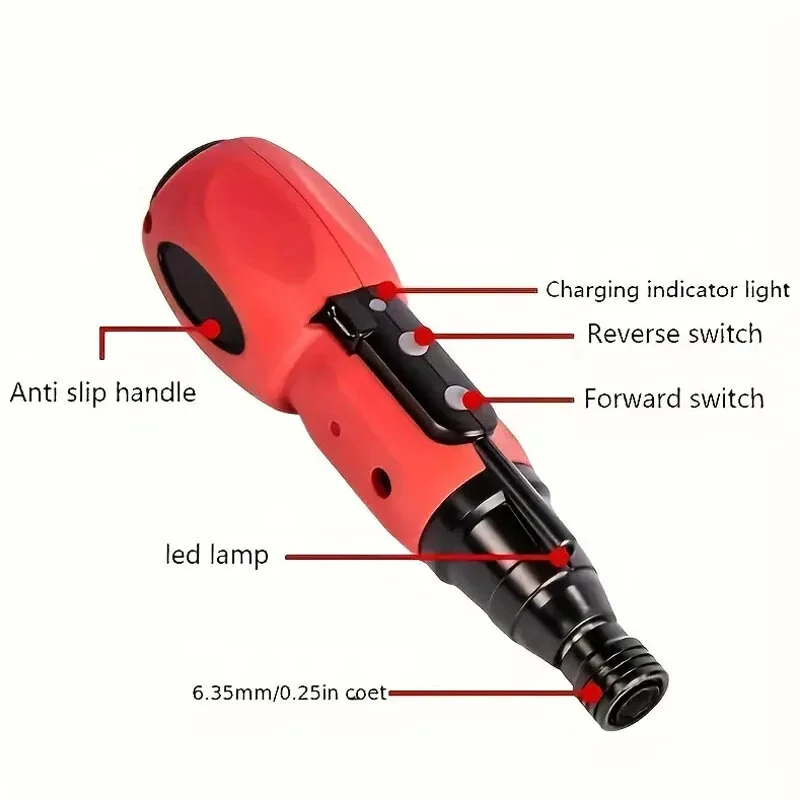 Portable Electric Screwdriver 3.6V 2/10Nm Torque Rechargeable Lithium Battery Compact Design Home DIY Tool Repair Kit Red — view 5