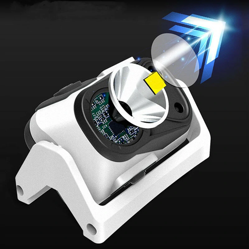 Portable Mini Smart Sensor LED Headlamp USB Rechargeable Super Bright Running Cycling Head Light Red Warning Light Waterproof Lantern Illuminator Lamp — view 5