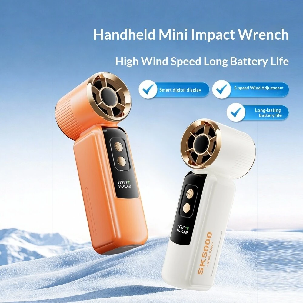 Portable Mini USB Rechargeable Handheld Fan 5 Levels Wind High Speed Long Battery Life Desktop Cooling Fan with Digital Intelligent Display for Indoor Outdoor Use — view 3