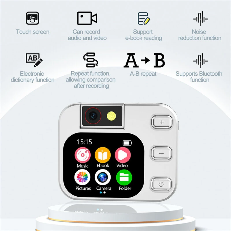 Portable MP3 Player with 180° Rotating Camera bluetooth Touch Screen Music Player Digital Camera Ebook Pocket Size Media Player — view 2