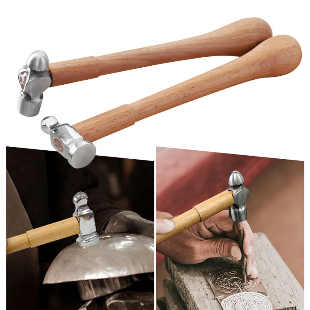 Portable Multifunctional Mini Handmade Hammer High Carbon Steel Head Wooden Handle Suitable for Jewelry Plating and Household Use