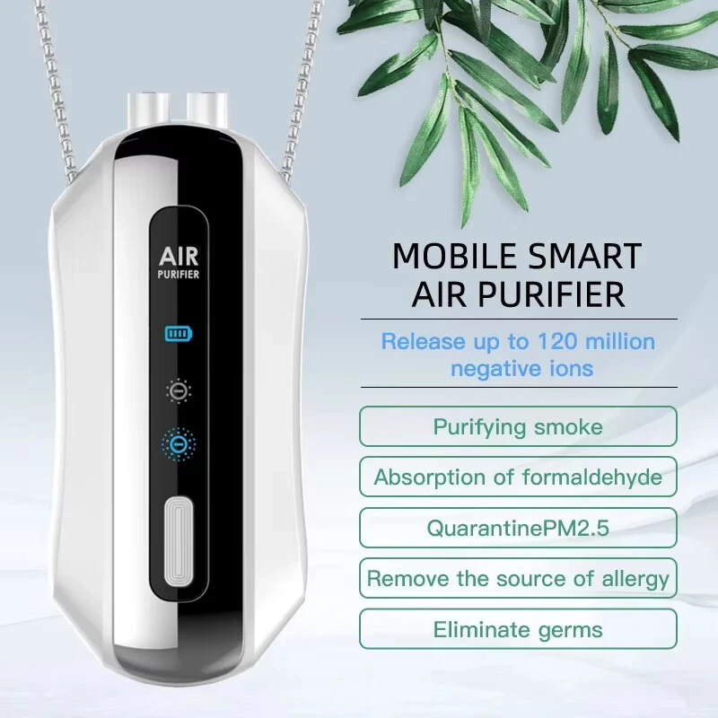 Portable Neck Hanging Air Purifier Air Freshener 700mAh Small Air Ionizer Air Filter Mini Dust Collector Remove Secondhand Smoke — view 2