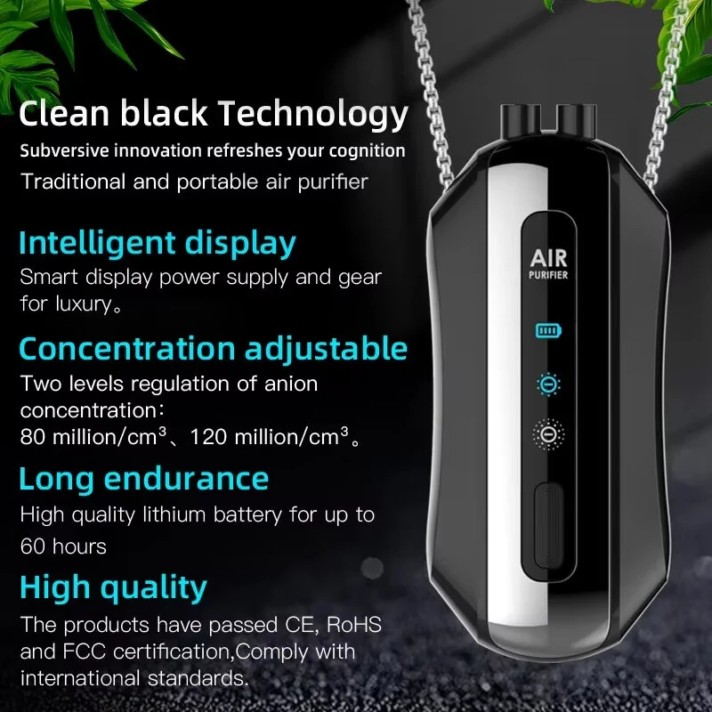 Portable Neck Hanging Air Purifier Air Freshener 700mAh Small Air Ionizer Air Filter Mini Dust Collector Remove Secondhand Smoke — view 5