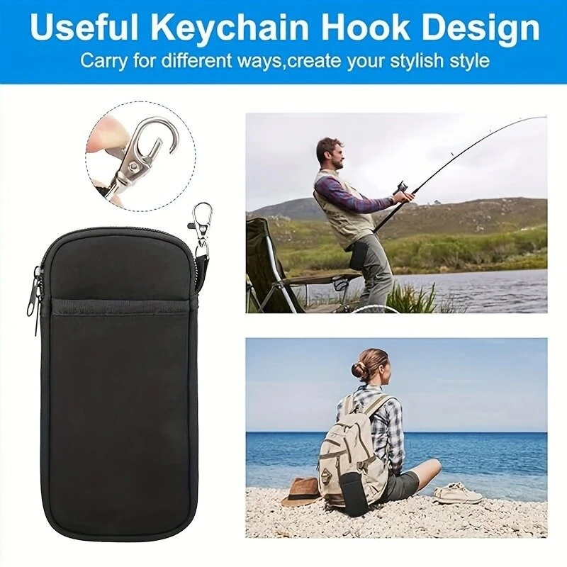 Portable Soft Zipper Glasses Bag with Buckle Lightweight Double Pockets Case can Store Mobile Phones, Headphones, Bank Cards Mini Storage Bag — view 7