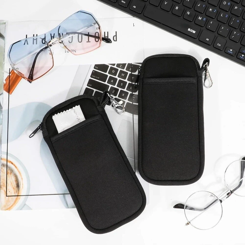 Portable Soft Zipper Glasses Bag with Buckle Lightweight Double Pockets Case can Store Mobile Phones, Headphones, Bank Cards Mini Storage Bag — view 8