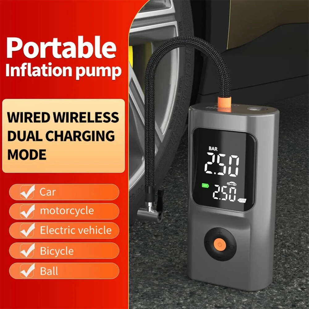 Portable Tire Inflator Dual-screen Digital Display Air Pump for Car Motorcycle Ball Fast Inflation — view 2