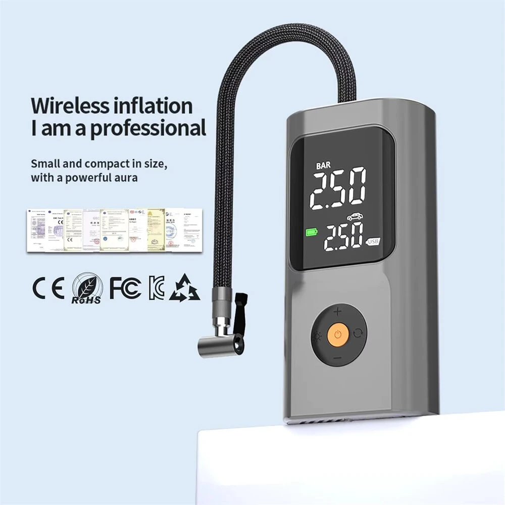 Portable Tire Inflator Dual-screen Digital Display Air Pump for Car Motorcycle Ball Fast Inflation — view 3
