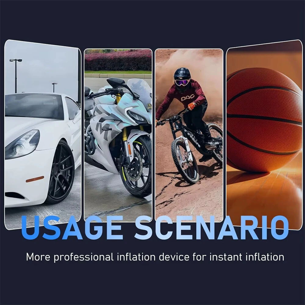Portable Tire Inflator Dual-screen Digital Display Air Pump for Car Motorcycle Ball Fast Inflation — view 5