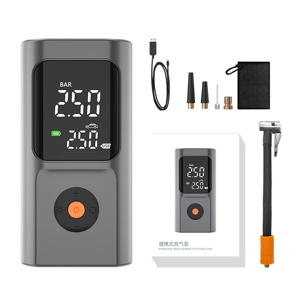 Portable Tire Inflator Dual-screen Digital Display Air Pump for Car Motorcycle Ball Fast Inflation — view 6